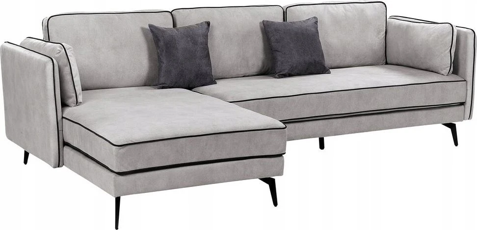 Beliani Trivietė kampinė sofa ALTAN, veliūras, šviesiai pilka, dešininė