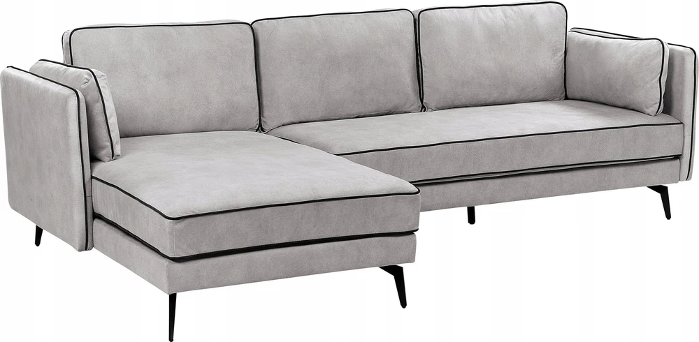 Beliani Trivietė kampinė sofa ALTAN, veliūras, šviesiai pilka, dešininė