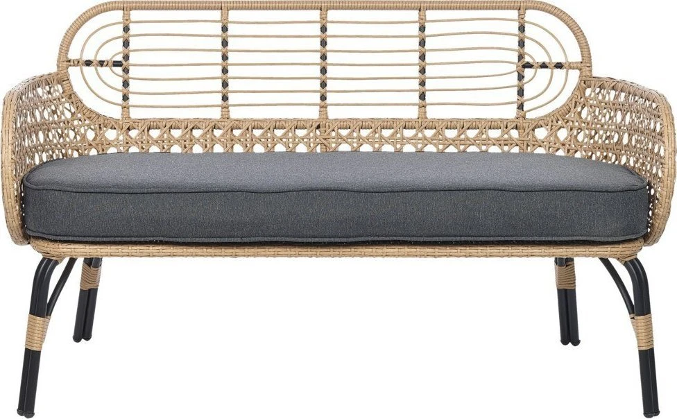 Sofa Beliani Sodo suoliukas su pagalve PRATELLO 122 cm, technorotangas, natūrali spalva