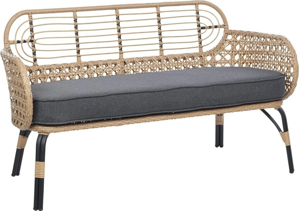 Sofa Beliani Sodo suoliukas su pagalve PRATELLO 122 cm, technorotangas, natūrali spalva
