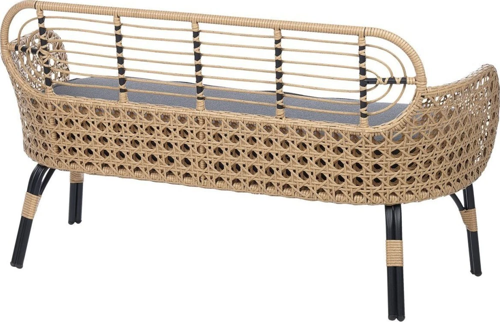Sofa Beliani Sodo suoliukas su pagalve PRATELLO 122 cm, technorotangas, natūrali spalva
