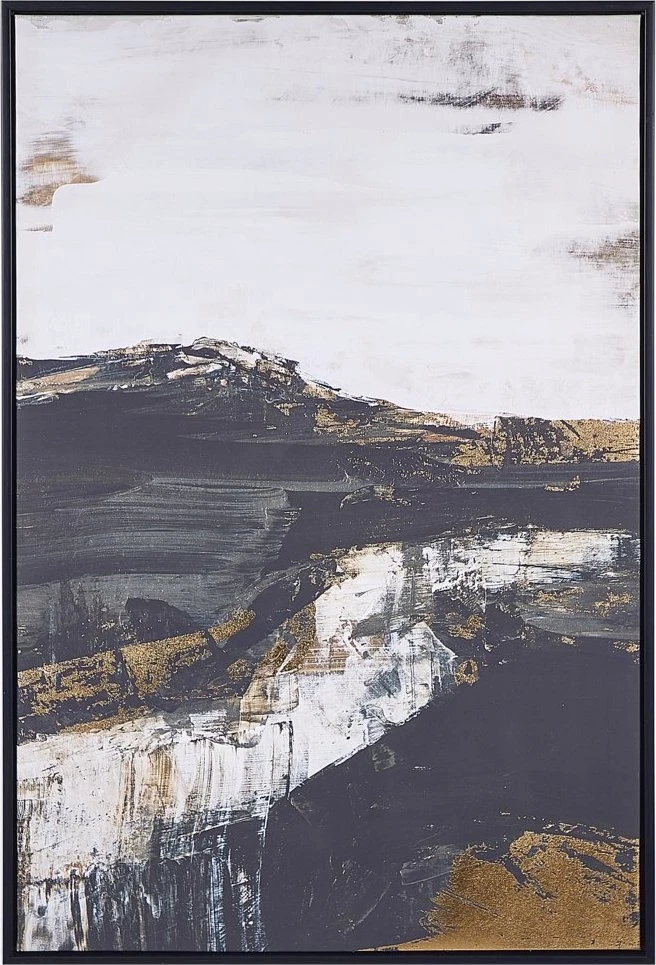 Beliani Drobė STATTE Abstraktaus dizaino 63 x 93 cm juoda