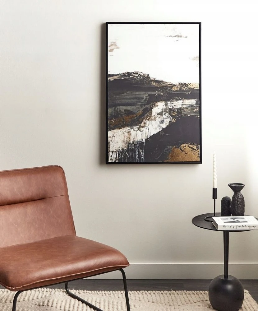 Beliani Drobė STATTE Abstraktaus dizaino 63 x 93 cm juoda