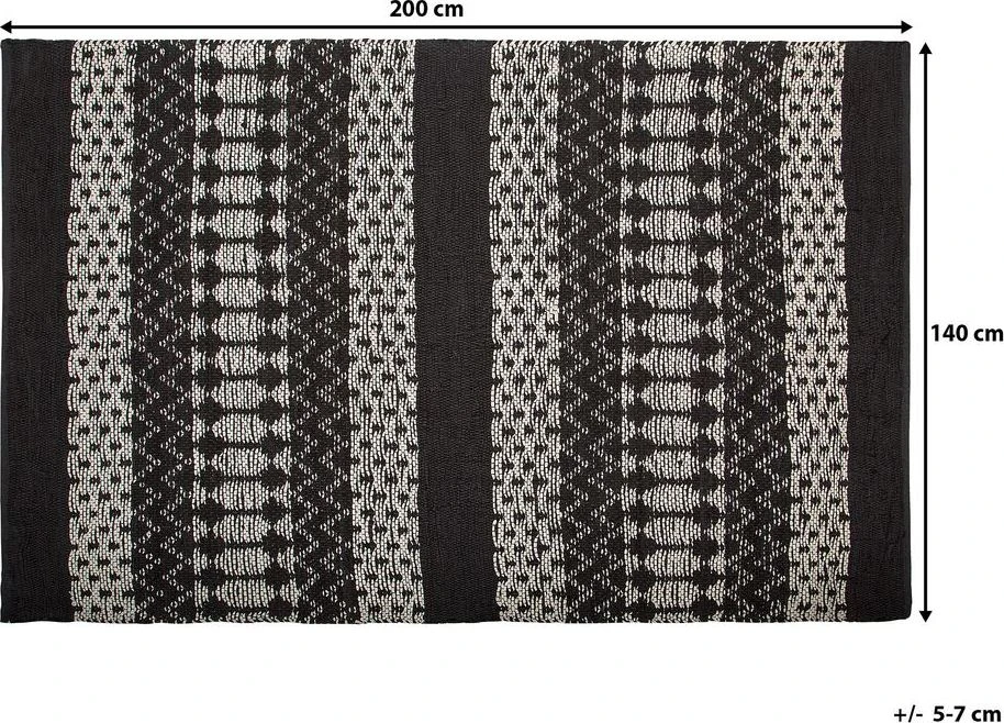 Beliani Kilimas SOKUN Juodas 140 x 200 cm Natūrali oda