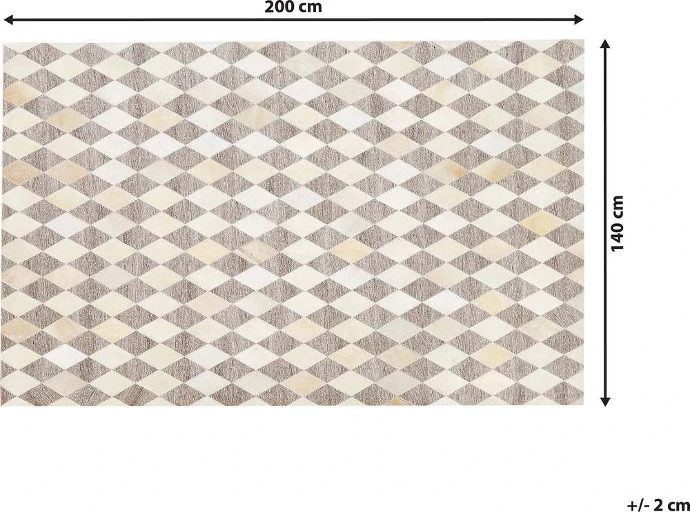 Beliani Kilimas SESLICE smėlio spalvos 140 x 200 cm iš natūralios odos