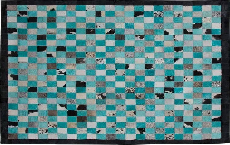 Beliani Kilimas NIKFER mėlynos spalvos 140 x 200 cm natūralios odos