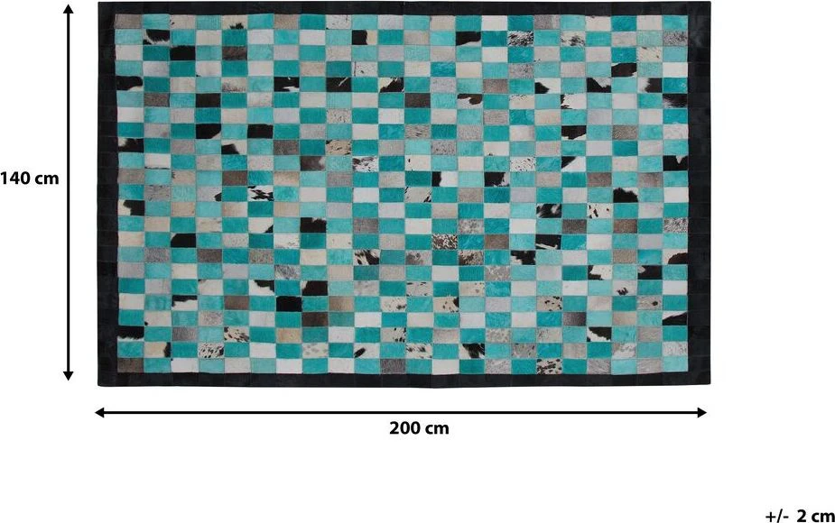 Beliani Kilimas NIKFER mėlynos spalvos 140 x 200 cm natūralios odos