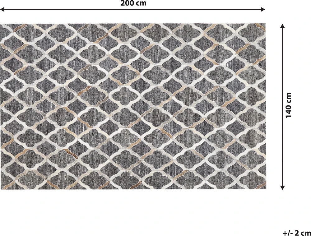 Beliani Kilimas ROLUNAY tamsiai pilkas 140 x 200 cm natūrali oda