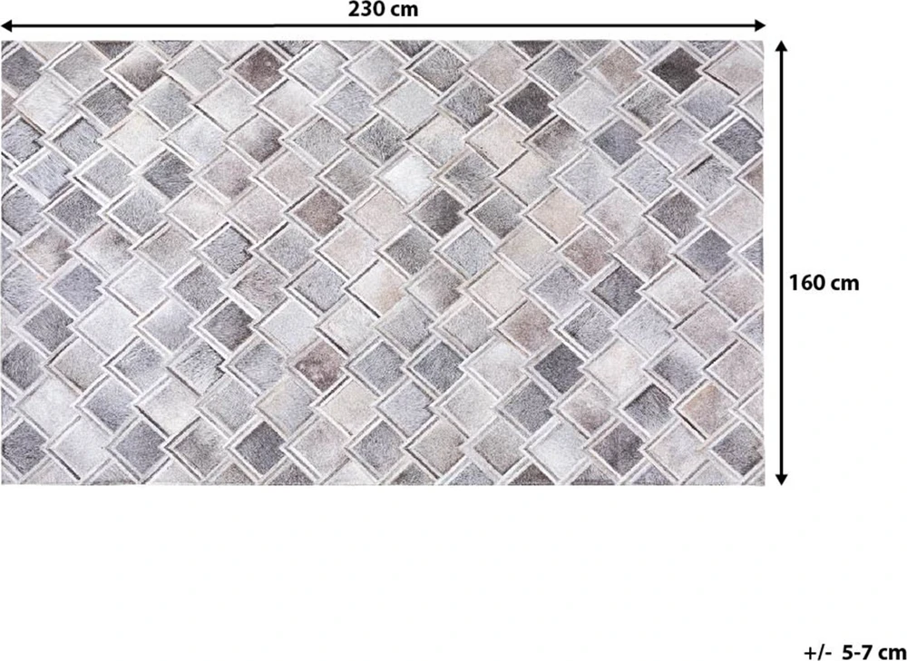 Beliani Kilimas AGACLI pilkas 160 x 230 cm natūrali oda