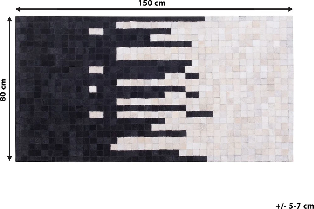 Beliani Kilimas BOLU juodas 80 x 150 cm natūrali oda
