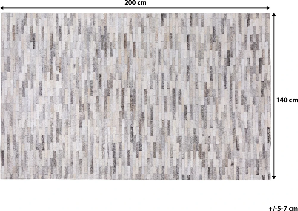 Beliani Kilimas AHILLI pilkas 140 x 200 cm natūrali oda