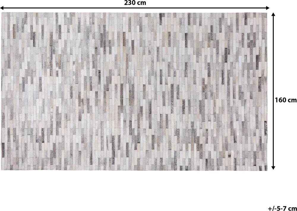 Beliani Kilimas AHILLI pilkas 160 x 230 cm natūrali oda
