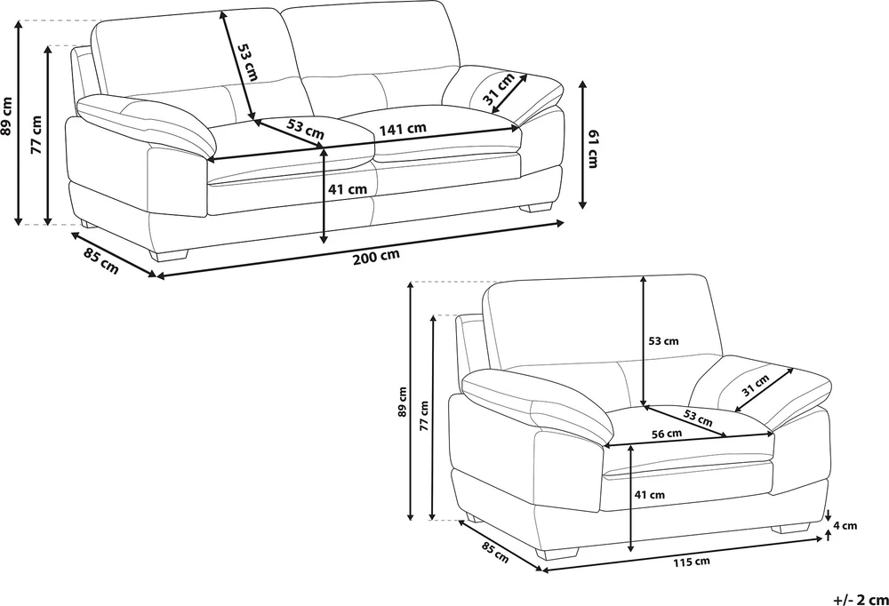 Sofa Beliani 4 vietų svetainės baldų komplektas HORTEN Natūrali oda Ruda
