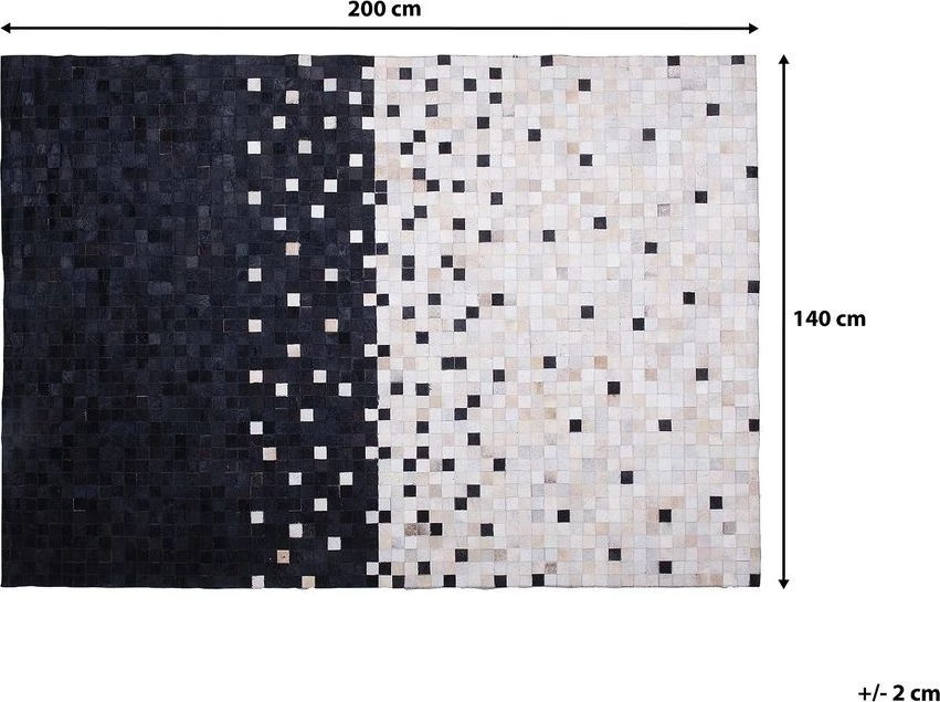 Beliani Kiliminis ERFELEK juodas 140 x 200 cm natūrali oda