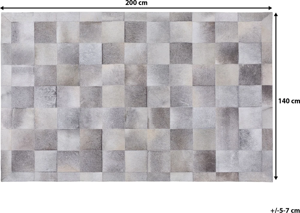 Beliani Kilim ALACAM pilkas 140 x 200 cm Natūrali oda