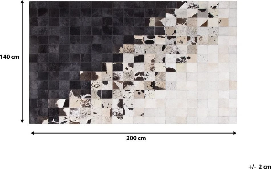 Beliani Kilimas KEMAH juodas 140 x 200 cm iš natūralios odos