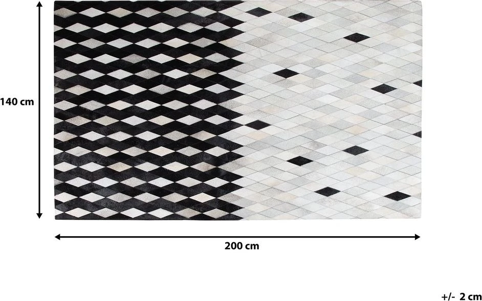 Beliani Kilimas MALDAN, juodas, 140 x 200 cm, natūrali oda
