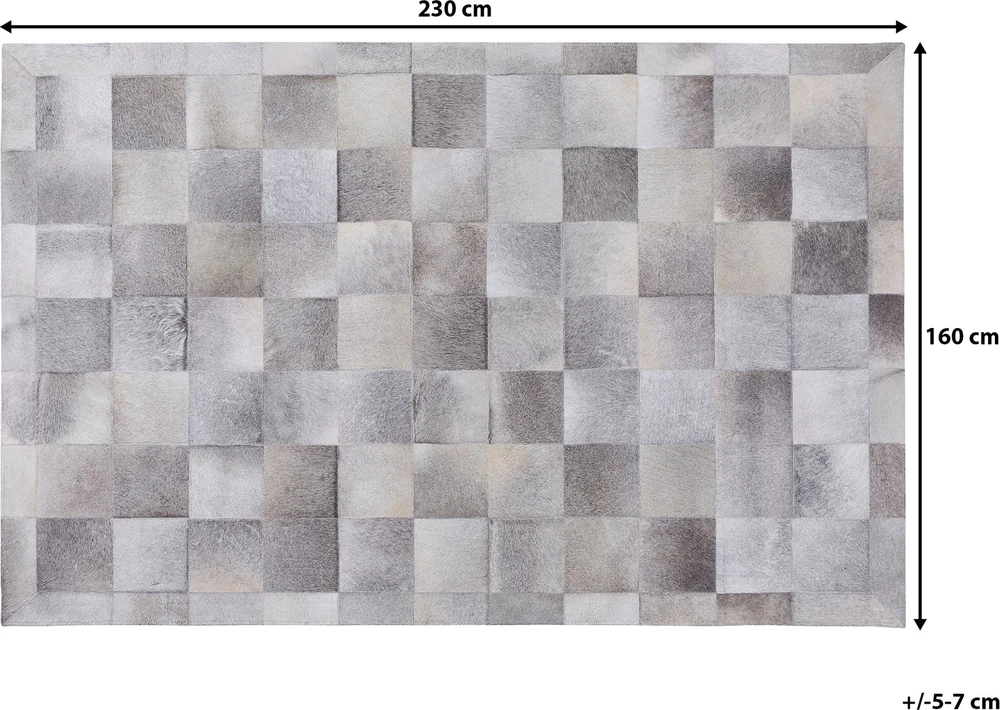 Beliani Kilimas ALACAM pilkas 160 x 230 cm natūrali oda