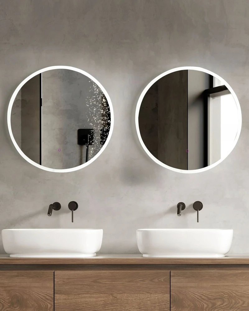 Beliani Vonios veidrodis LED DEAUVILLE 79 cm 79 cm sidabrinis