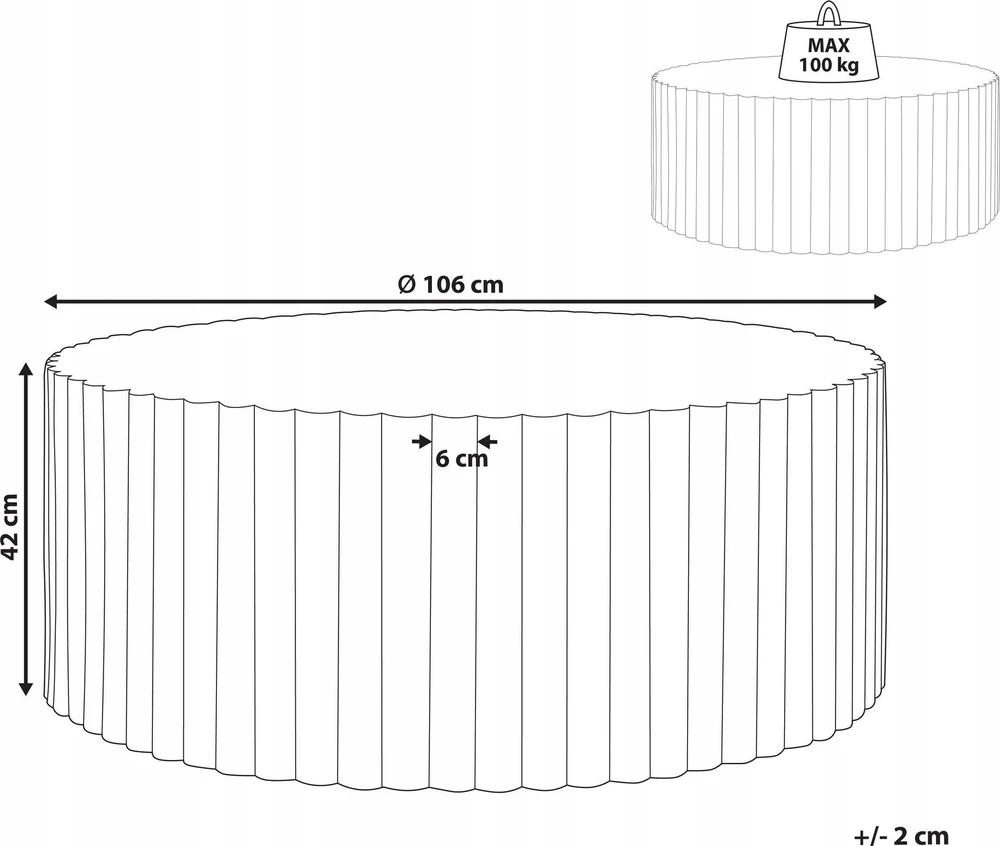 Beliani Kavos staliukas POZZA II 106 cm, juodas