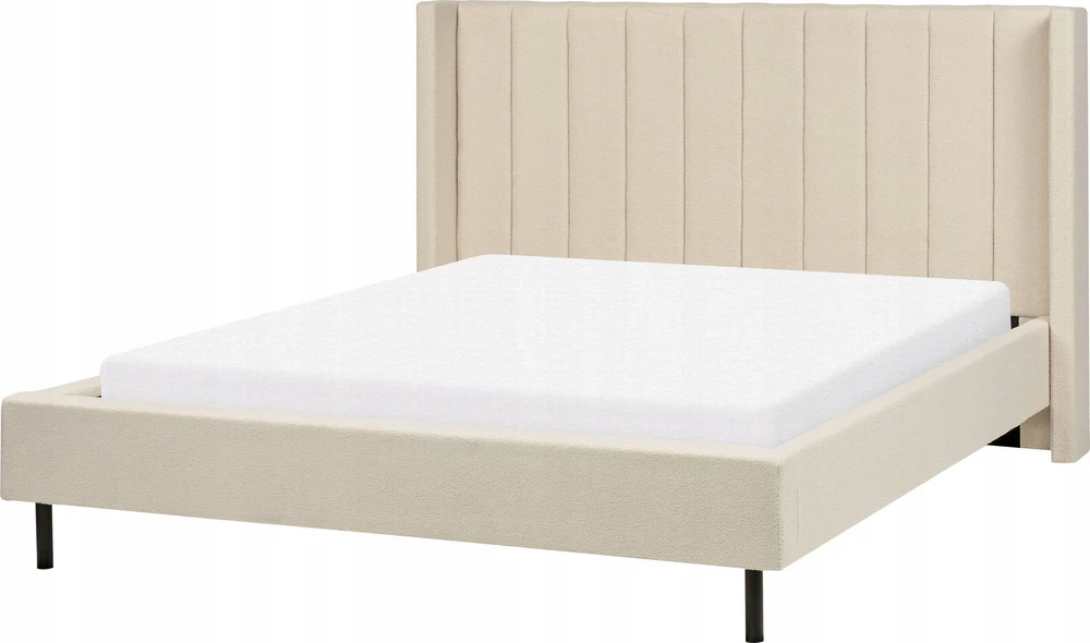 Beliani Boucle lova VILLETTE 160 x 200 cm, smėlio spalvos