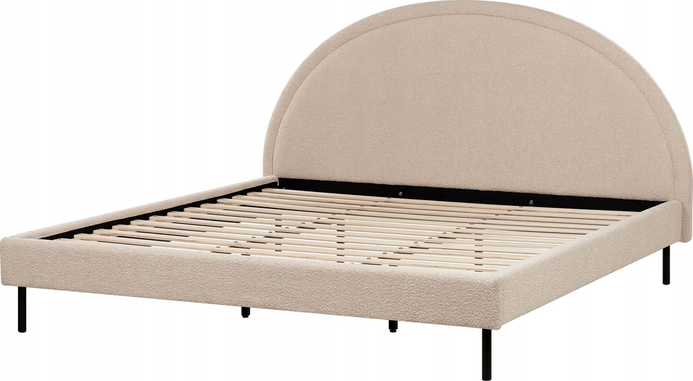 Beliani Bouclé lova MARGUT 180 x 200 cm smėlio spalvos