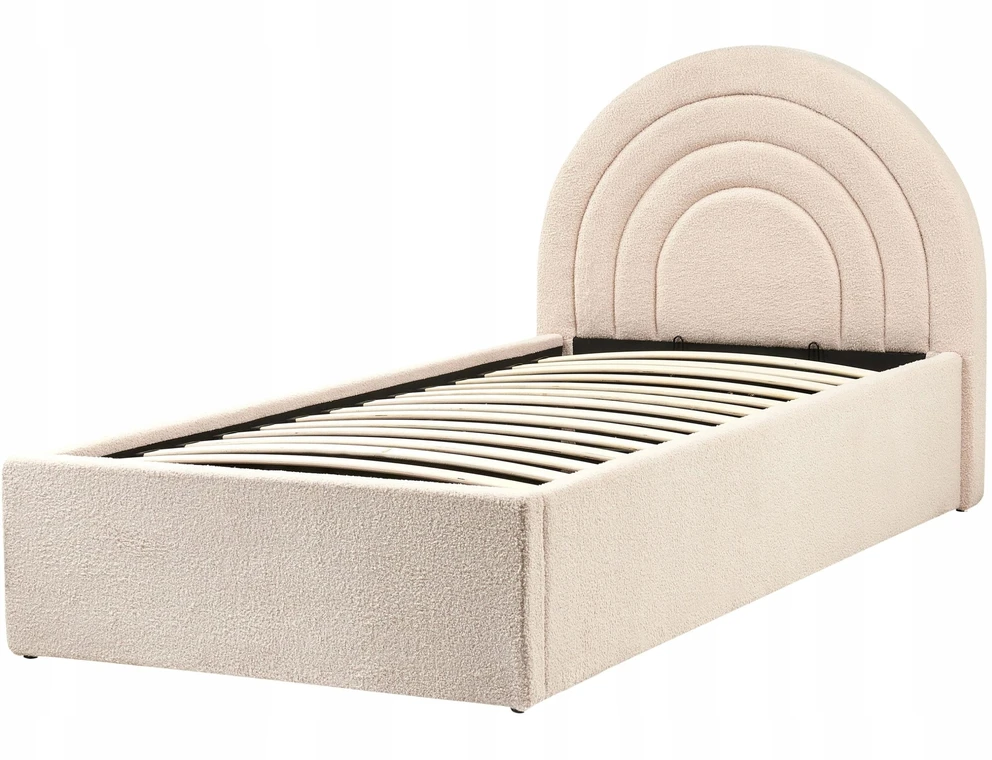 Beliani Vaikiška lova su patalynės dėže ANET Boucle smėlio spalvos 90 x 200 cm