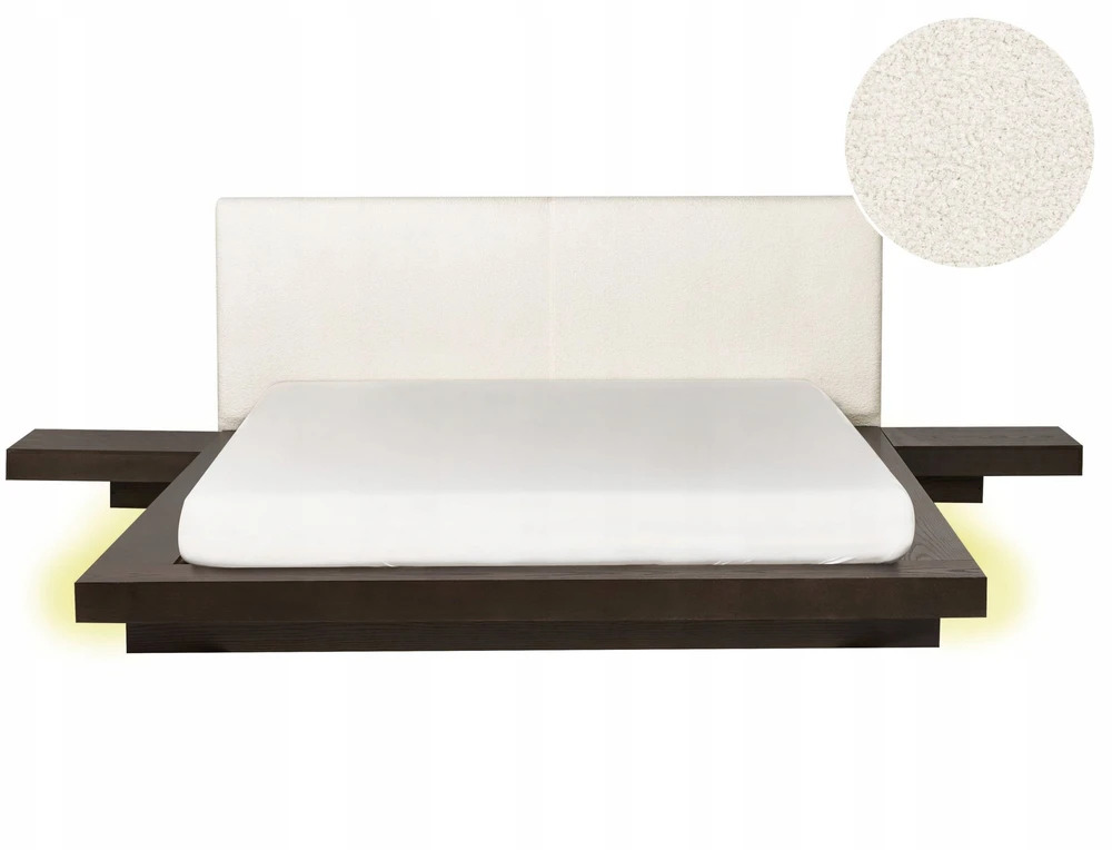 Beliani LED lova su boucle audiniu ZEN 160 x 200 cm LED tamsus uosis