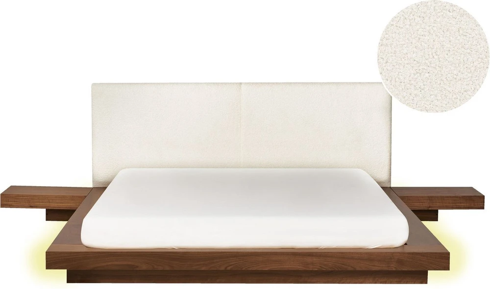 Beliani LED lova iš dirbtinės odos ZEN 180 x 200 cm tamsaus uosio spalvos