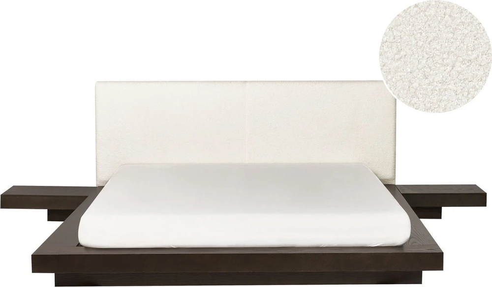 Beliani LED lova iš dirbtinės odos ZEN 180 x 200 cm tamsaus uosio spalvos