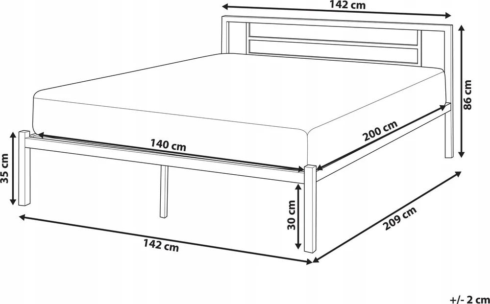 Beliani Metalinė lova CUSSET 140 × 200 cm, juoda
