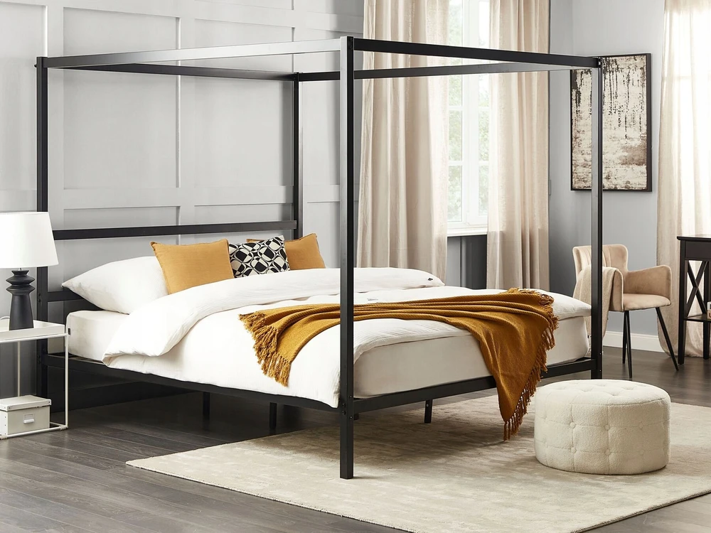Beliani Metalinis baldakimo lovos rėmas LESTARDS 180 x 200 cm, juodas