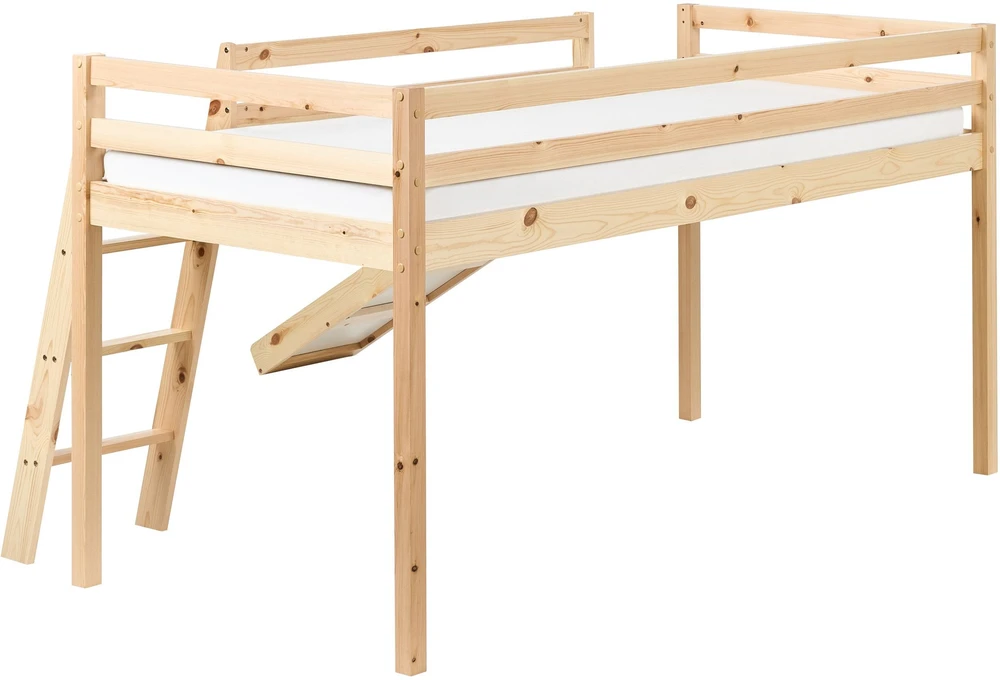 Beliani Dviaukštė lova iš pušies medienos STAPLE 90 x 200 cm su čiuožykla, šviesiai ruda