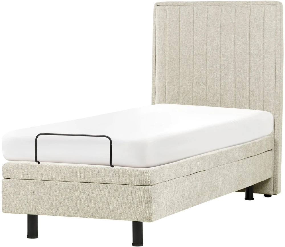 Beliani Reguliuojama lova CASTELLAN 80 x 200 cm smėlio spalvos