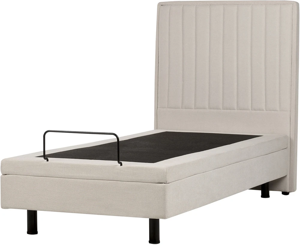 Beliani Reguliuojama lova CASTELLAN 90 x 200 cm šviesiai smėlio spalvos