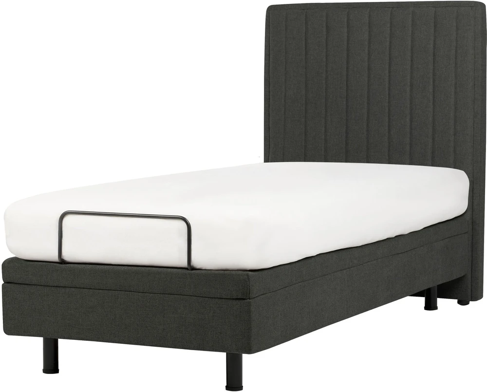 Beliani Reguliuojama lova CASTELLAN 90 x 200 cm tamsiai pilka
