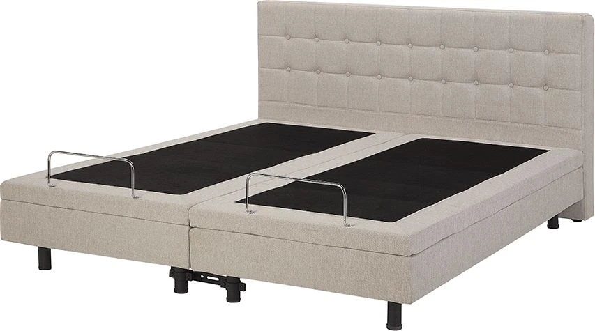 Beliani Reguliuojama lova DUKE 180 x 200 cm smėlio spalvos