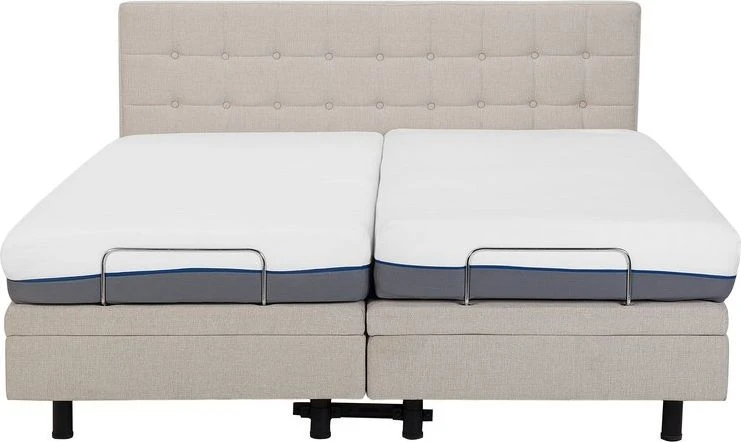 Beliani Reguliuojama lova DUKE 180 x 200 cm smėlio spalvos