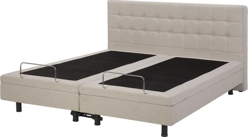 Beliani Reguliuojama lova DUKE 180 x 200 cm smėlio spalvos