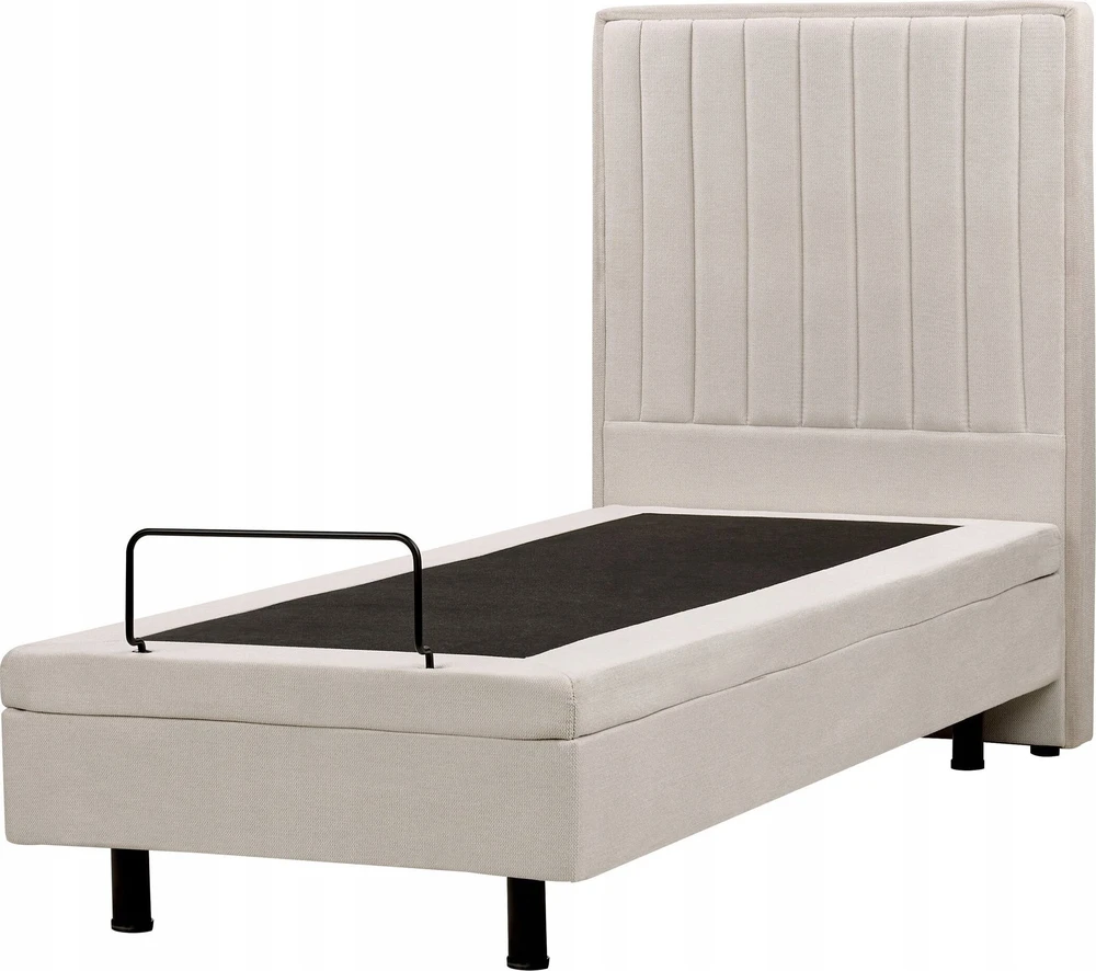 Beliani Reguliuojama lova CASTELLAN 80 x 200 cm šviesiai smėlio spalvos