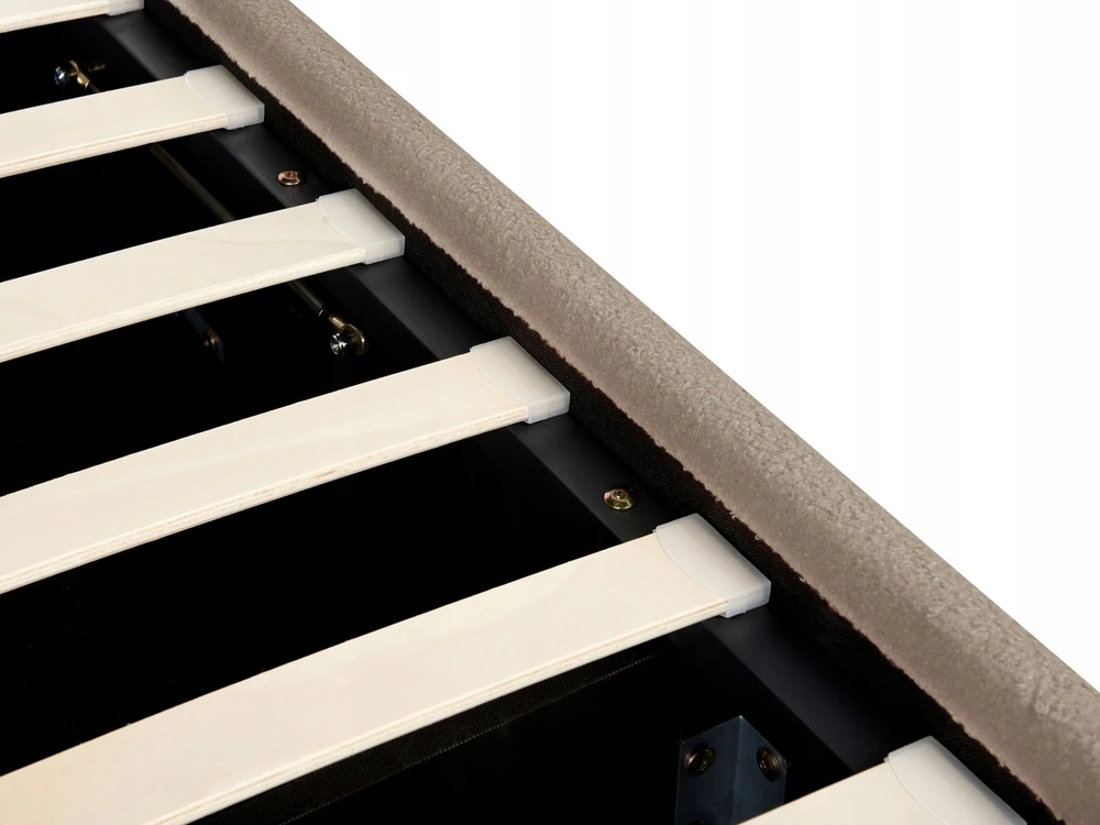 Beliani Lova su patalynės dėže MONTLAUR, smėlio pilkos spalvos, 180 x 200 cm