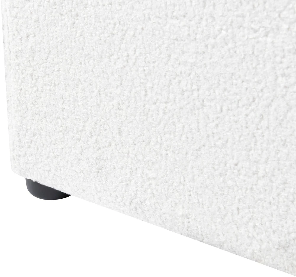 Beliani Lova su patalynės dėže MONTLAUR, boucle audinys, balta, 140 x 200 cm