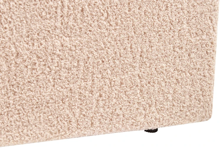 Beliani Dvigulė lova su patalynės dėže ORBEY, smėlio spalvos boucle audinys, 180 x 200 cm