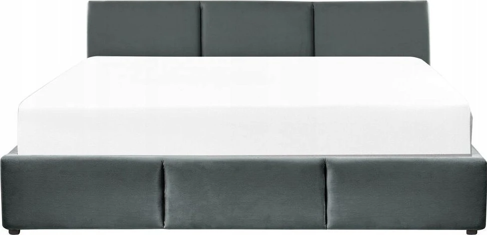 Beliani Lova su patalynės dėže BOUSSE, veliūrinė, tamsiai pilka, 180 x 200 cm