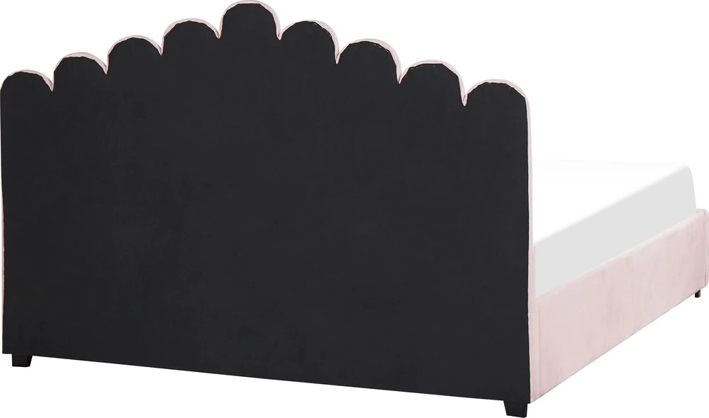 Beliani Lova su patalynės dėže VINCENNES veliūrinė pastelinė rožinė 180 x 200 cm