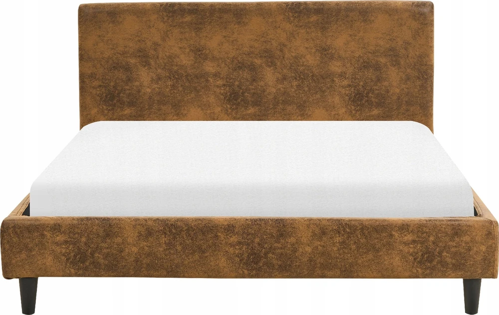 Beliani Dirbtinės odos lova FITOU 140 x 200 cm, ruda