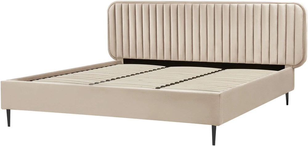 Beliani Velvetinė lova BRIN 180 x 200 cm smėlio pilkos spalvos