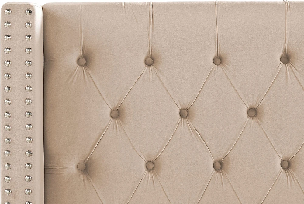 Beliani Lova LUBBON, veliūrinė, 140 x 200 cm, smėlio spalvos