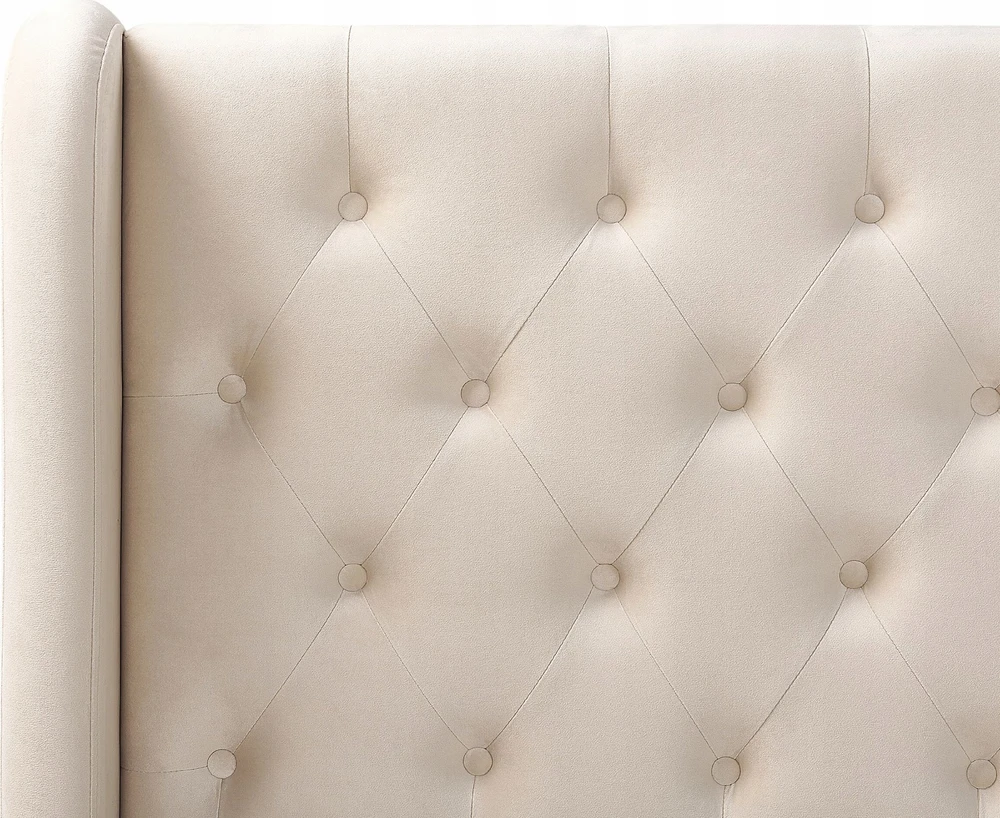Beliani Velvetinė lova FORBACH 140 x 200 cm smėlio spalvos