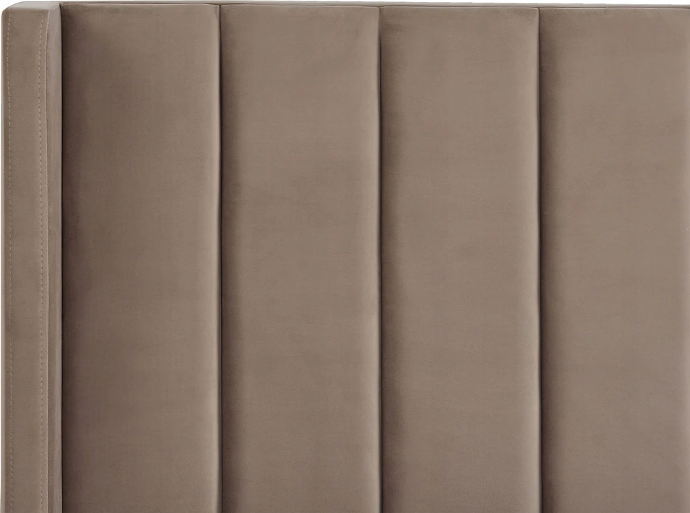 Beliani VILLETTE aksominė lova 160 x 200 cm smėlio spalvos